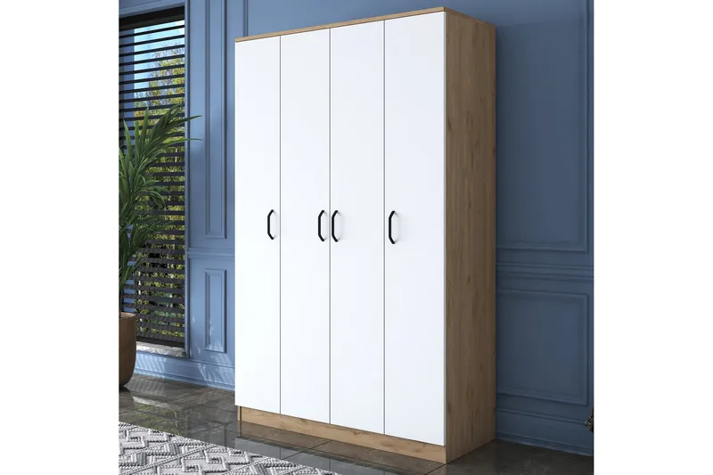 Jaioni Garderob 120x190,8 cm Brun/Vit - Hanah Home - Förvaring - Klädförvaring - Garderob & garderobssystem