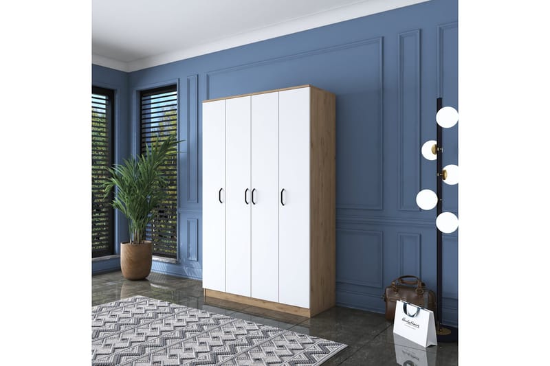 Jaioni Garderob 120x190,8 cm Brun/Vit - Hanah Home - Förvaring - Klädförvaring - Garderob & garderobssystem