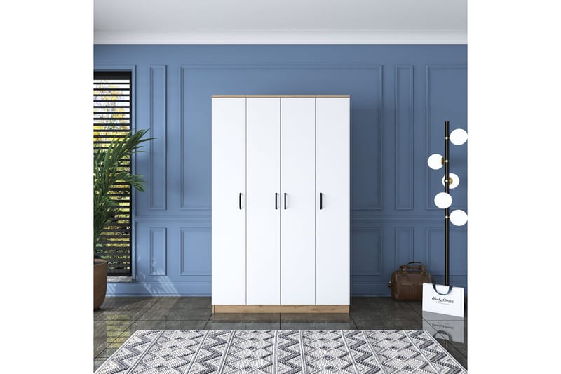 Jaioni Garderob 120x190,8 cm Brun/Vit - Hanah Home - Förvaring - Klädförvaring - Garderob & garderobssystem