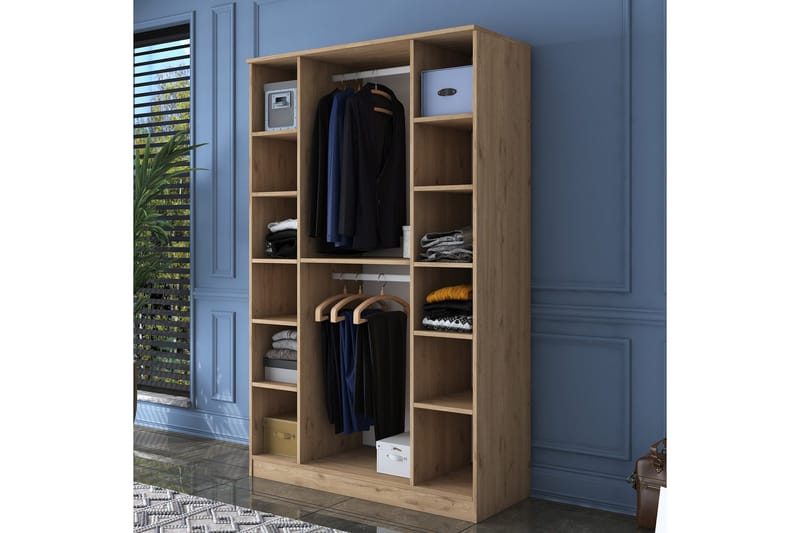 Jaioni Garderob 120x190,8 cm Brun/Vit - Hanah Home - Förvaring - Klädförvaring - Garderob & garderobssystem