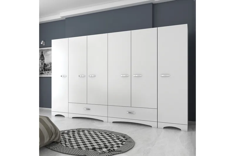 Jaitun Garderob 243x181 cm Vit - Hanah Home - Förvaring - Klädförvaring - Garderob & garderobssystem