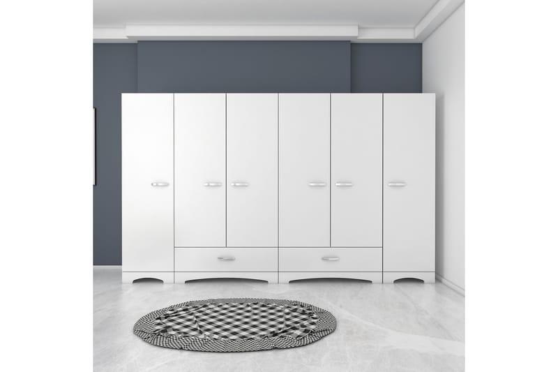 Jaitun Garderob 243x181 cm Vit - Hanah Home - Förvaring - Klädförvaring - Garderob & garderobssystem