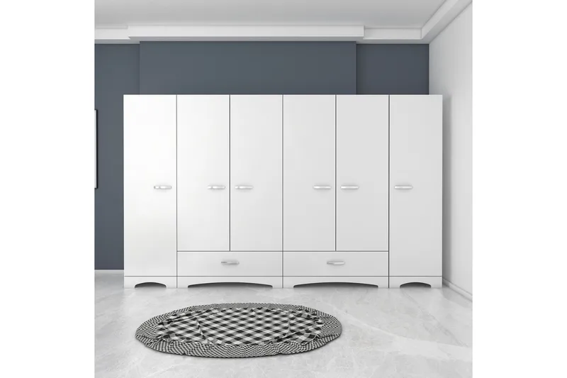 Jaitun Garderob 243x181 cm Vit, Hanah Home