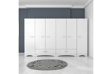 Jaitun Garderob 243x181 cm Vit - Hanah Home - Förvaring - Klädförvaring - Garderob & garderobssystem