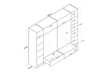 Jaitun Garderob 243x181 cm Vit - Hanah Home - Förvaring - Klädförvaring - Garderob & garderobssystem