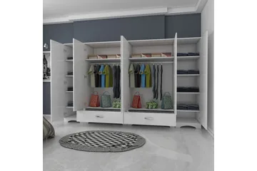 Jaitun Garderob 243x181 cm Vit - Hanah Home - Förvaring - Klädförvaring - Garderob & garderobssystem