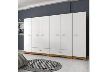 Jaitun Garderob 243x181 cm Vit/Brun - Hanah Home - Förvaring - Klädförvaring - Garderob & garderobssystem