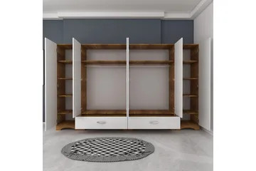 Jaitun Garderob 243x181 cm Vit/Brun - Hanah Home - Förvaring - Klädförvaring - Garderob & garderobssystem