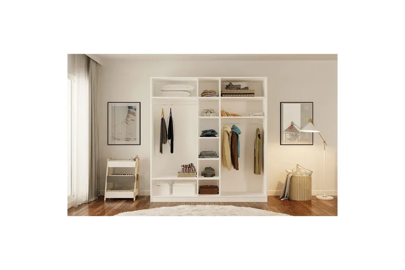 Javric Garderobsskåp 175x180 cm - Matt Vit - Förvaring - Klädförvaring - Garderob & garderobssystem - Klädskåp & fristående garderob