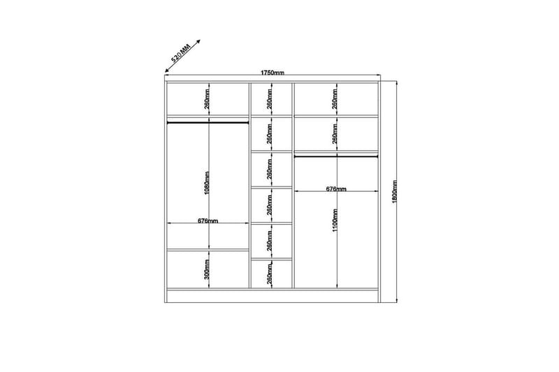 Javric Garderobsskåp 175x180 cm - Matt Vit - Förvaring - Klädförvaring - Garderob & garderobssystem - Klädskåp & fristående garderob