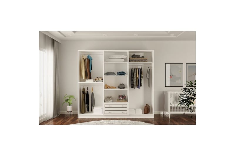 Javric Garderobsskåp 210x180 cm - Matt Vit - Förvaring - Klädförvaring - Garderob & garderobssystem - Klädskåp & fristående garderob