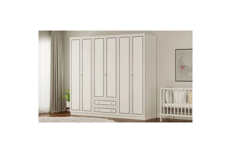 Javric Garderobsskåp 210x180 cm - Matt Vit - Förvaring - Klädförvaring - Garderob & garderobssystem - Klädskåp & fristående garderob