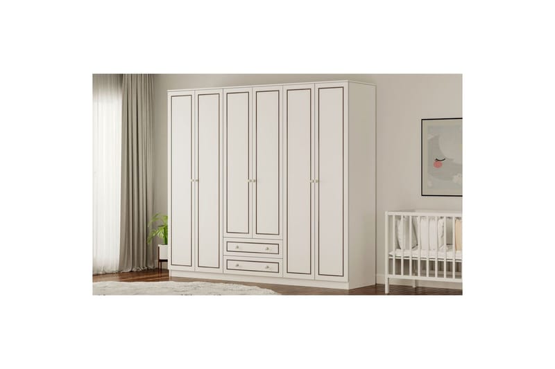 Javric Garderobsskåp 210x180 cm - Matt Vit - Förvaring - Klädförvaring - Garderob & garderobssystem - Klädskåp & fristående garderob