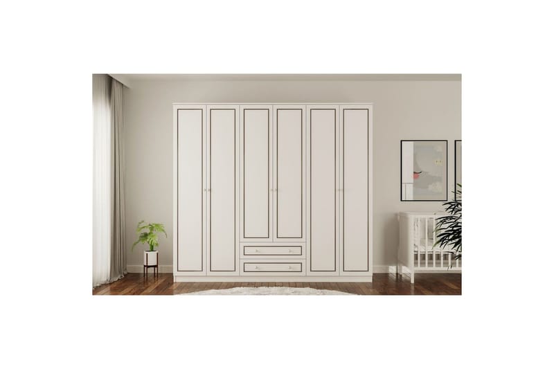 Javric Garderobsskåp 210x180 cm - Matt Vit - Förvaring - Klädförvaring - Garderob & garderobssystem - Klädskåp & fristående garderob