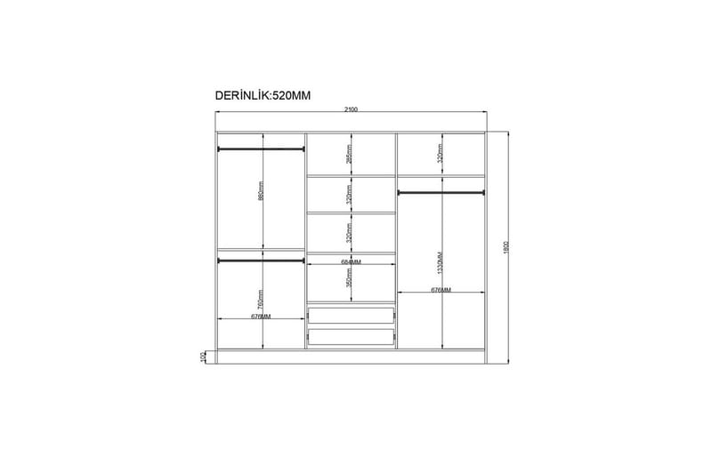 Javric Garderobsskåp 210x180 cm - Matt Vit - Förvaring - Klädförvaring - Garderob & garderobssystem - Klädskåp & fristående garderob