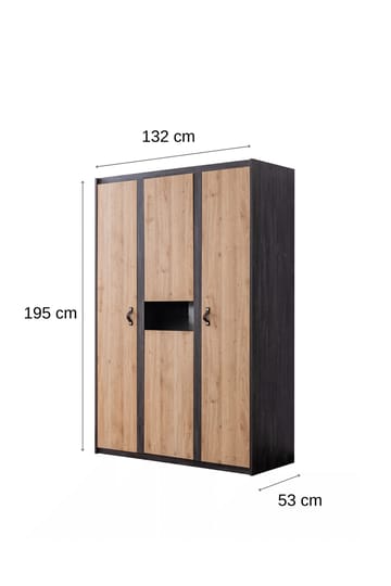 Jento Garderob 132 cm - Antracit/Brun - Förvaring - Klädförvaring - Garderob & garderobssystem - Klädskåp & fristående garderob