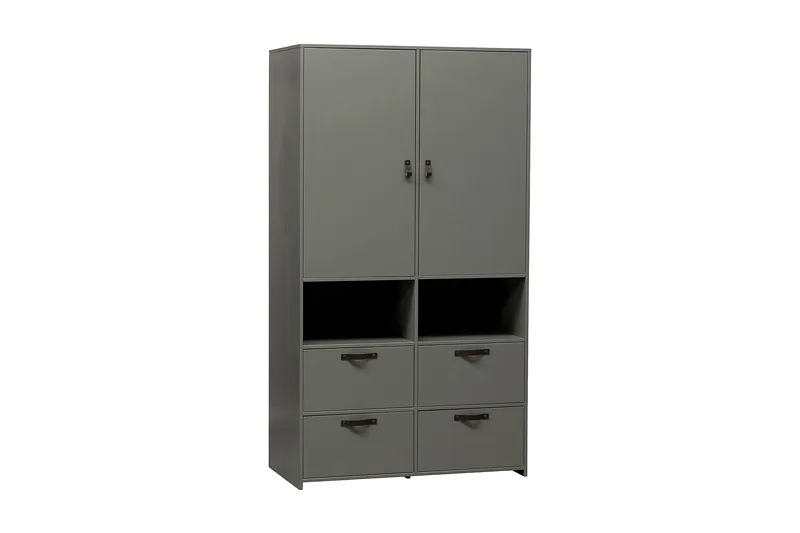 Jirueque Garderob med Förvaring, Grå