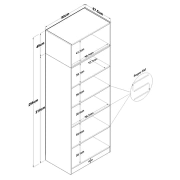 Jornes Garderob 90x255x57,5 cm - Vit - Förvaring - Klädförvaring - Garderob & garderobssystem - Klädskåp & fristående garderob