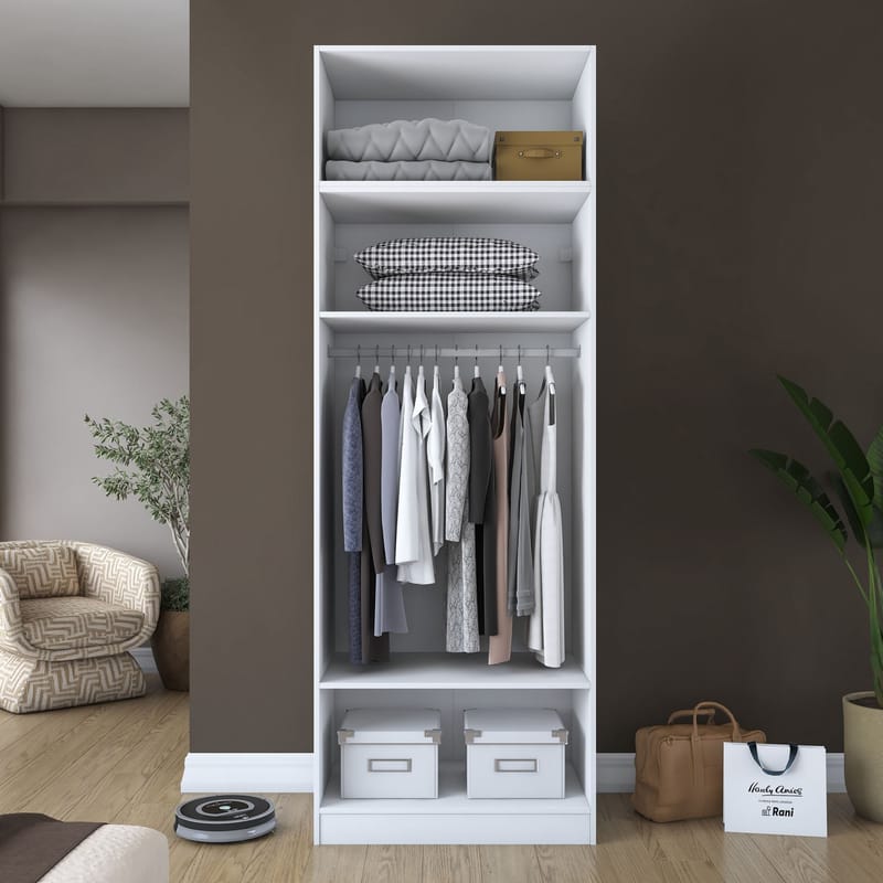 Jornes Garderob 90x255x57,5 cm - Vit - Förvaring - Klädförvaring - Garderob & garderobssystem - Klädskåp & fristående garderob