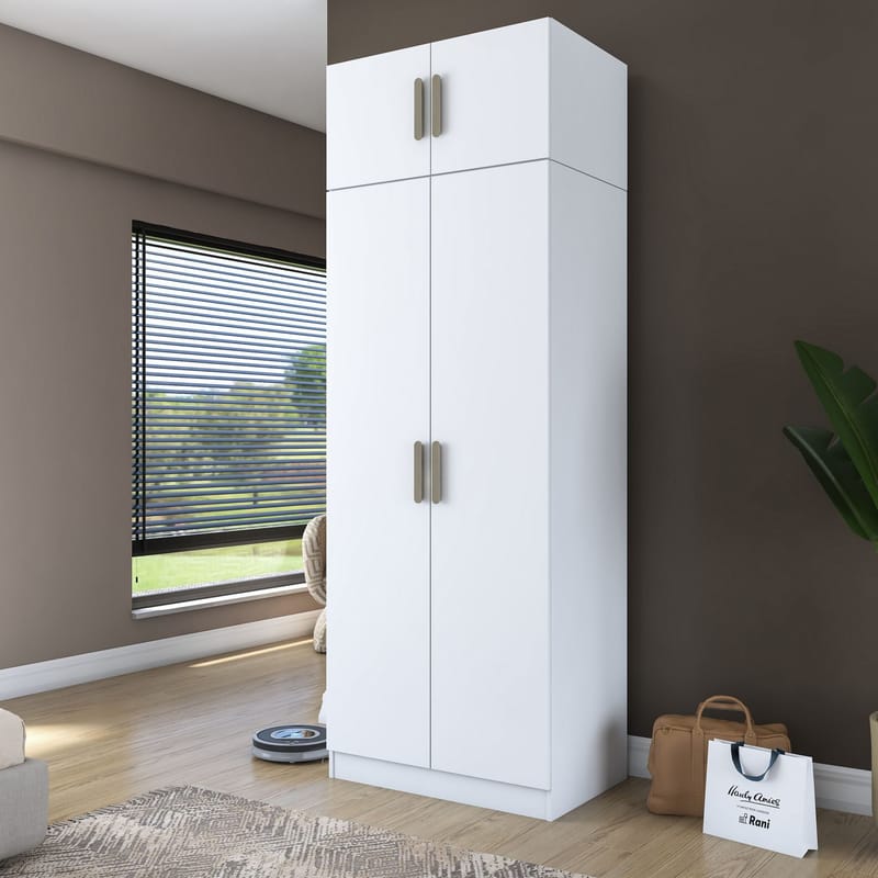 Jornes Garderob 90x255x57,5 cm - Vit - Förvaring - Klädförvaring - Garderob & garderobssystem - Klädskåp & fristående garderob