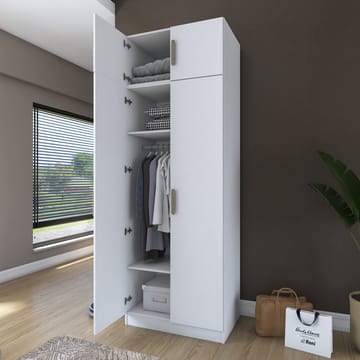 Jornes Garderob 90x255x57,5 cm - Vit - Förvaring - Klädförvaring - Garderob & garderobssystem - Klädskåp & fristående garderob