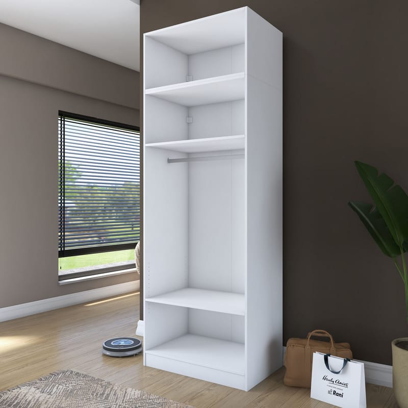 Jornes Garderob 90x255x57,5 cm - Vit - Förvaring - Klädförvaring - Garderob & garderobssystem - Klädskåp & fristående garderob