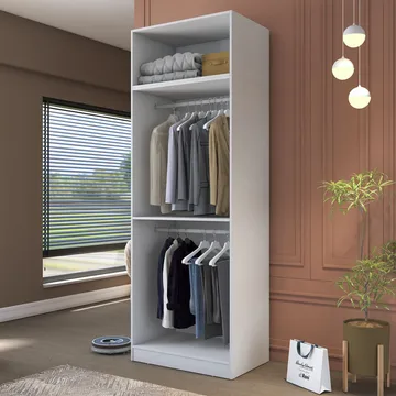 Jornes Garderob 90x255x57,5 cm - Vit - Förvaring - Klädförvaring - Garderob & garderobssystem - Klädskåp & fristående garderob