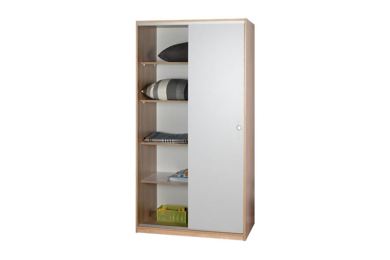 Jovel Garderob 94x182 cm - Vit/Korallrosa - Förvaring - Klädförvaring - Garderob & garderobssystem