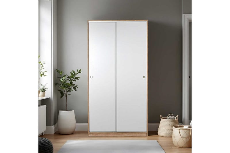 Jovel Garderob 94x182 cm - Vit/Korallrosa - Förvaring - Klädförvaring - Garderob & garderobssystem