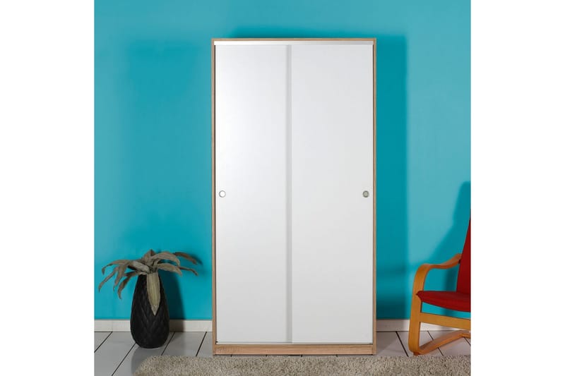 Jovel Garderob 94x182 cm - Vit/Korallrosa - Förvaring - Klädförvaring - Garderob & garderobssystem