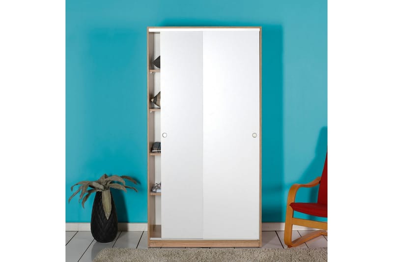 Jovel Garderob 94x182 cm - Vit/Korallrosa - Förvaring - Klädförvaring - Garderob & garderobssystem