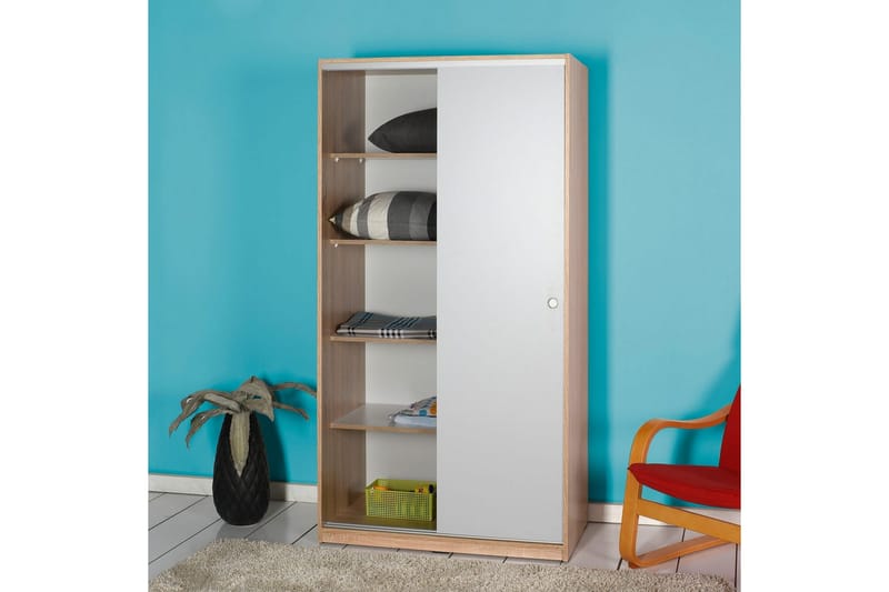 Jovel Garderob 94x182 cm - Vit/Korallrosa - Förvaring - Klädförvaring - Garderob & garderobssystem