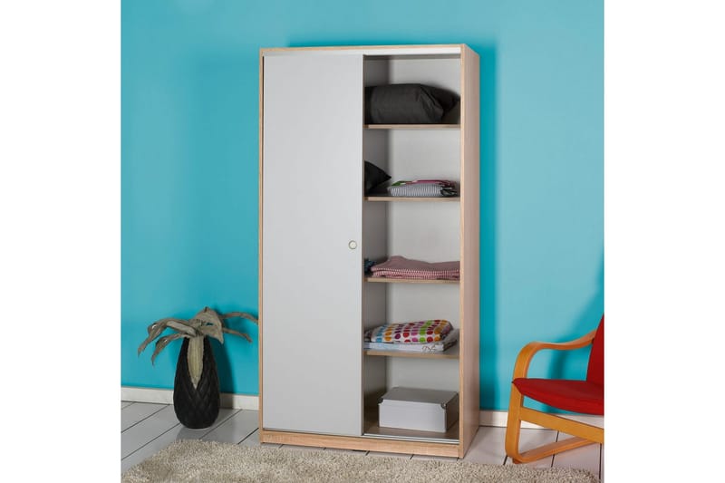 Jovel Garderob 94x182 cm - Vit/Korallrosa - Förvaring - Klädförvaring - Garderob & garderobssystem