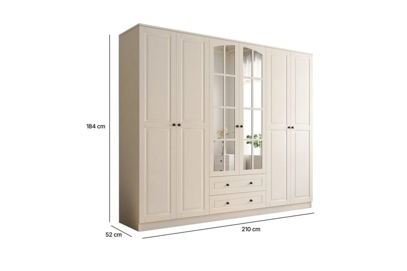 Jovric Garderob 210x184 cm - Matt Vit - Förvaring - Klädförvaring - Garderob & garderobssystem