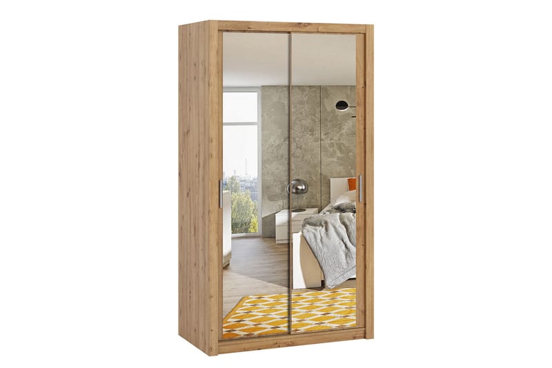 Julissa Garderob 120 cm med Spegel - Natur - Förvaring - Klädförvaring - Garderob & garderobssystem