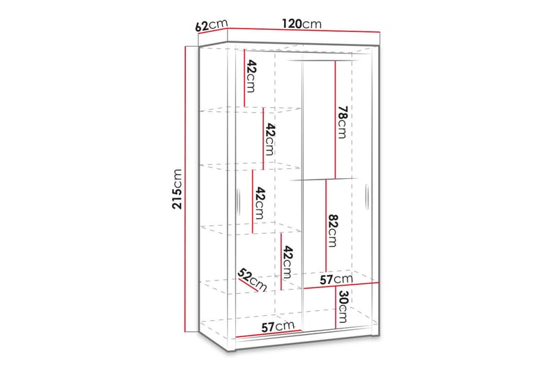 Julissa Garderob 120 cm med Spegel - Natur - Förvaring - Klädförvaring - Garderob & garderobssystem