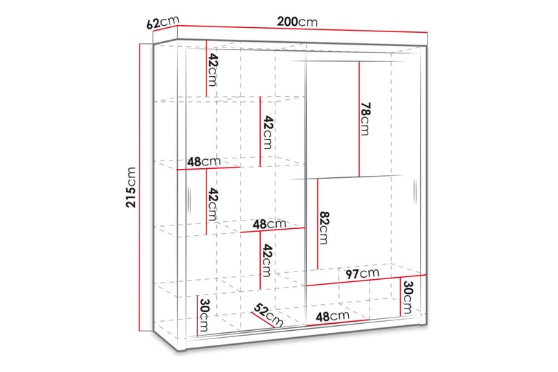 Julissa Garderob 200 cm med Spegel - Natur - Förvaring - Klädförvaring - Garderob & garderobssystem