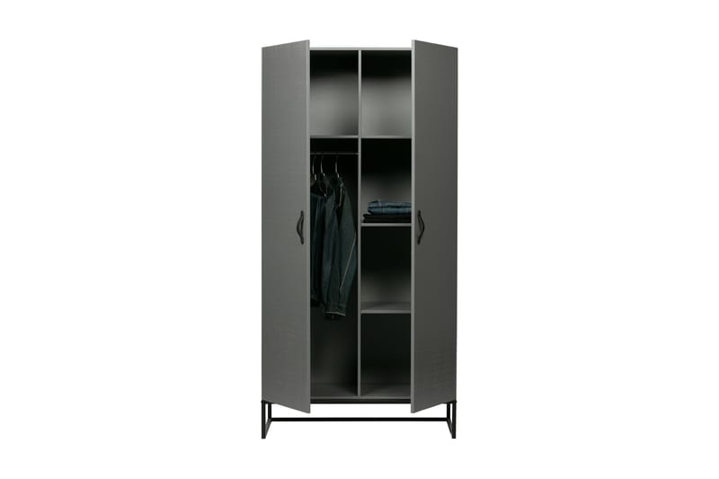 Kahe Garderob 100x195 cm - Grå/svart - Förvaring - Klädförvaring - Garderob & garderobssystem