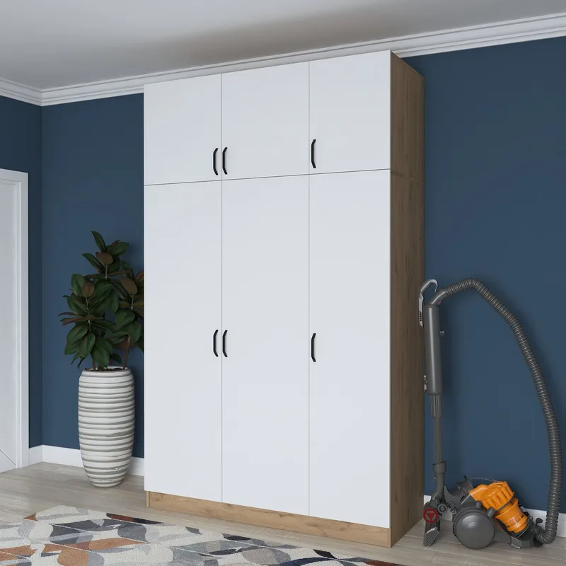 Kaolins Garderob 145x239x55 cm - Valnöt och vit - Förvaring - Klädförvaring - Garderob & garderobssystem - Klädskåp & fristående garderob