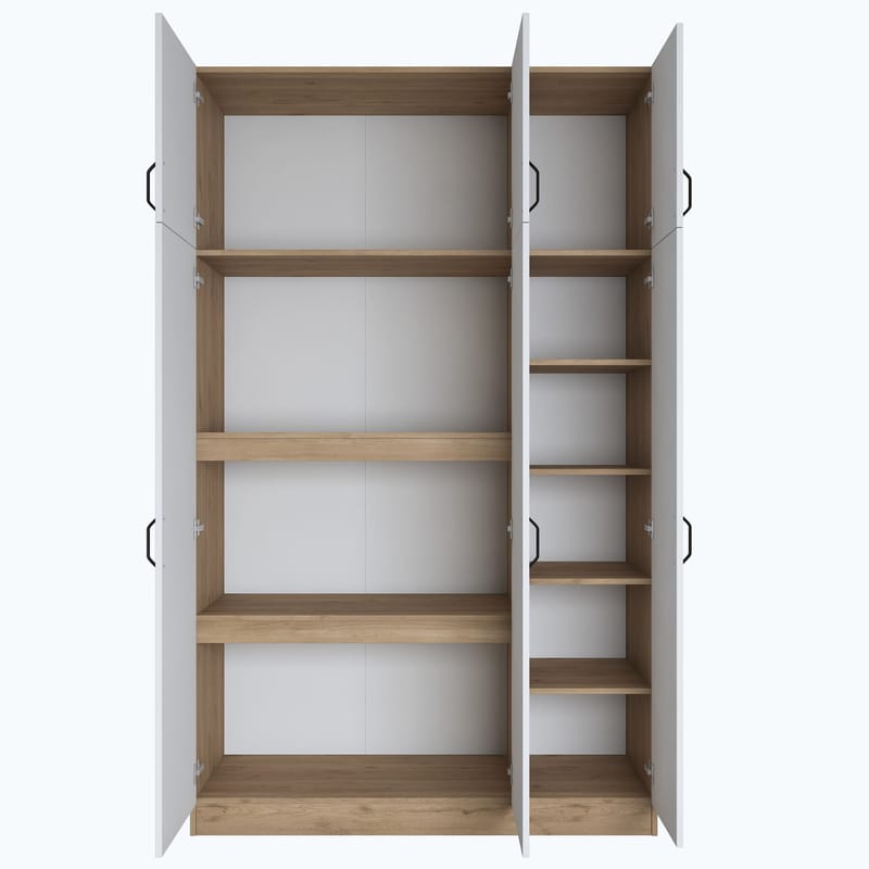 Kaolins Garderob 145x239x55 cm - Valnöt och vit - Förvaring - Klädförvaring - Garderob & garderobssystem - Klädskåp & fristående garderob