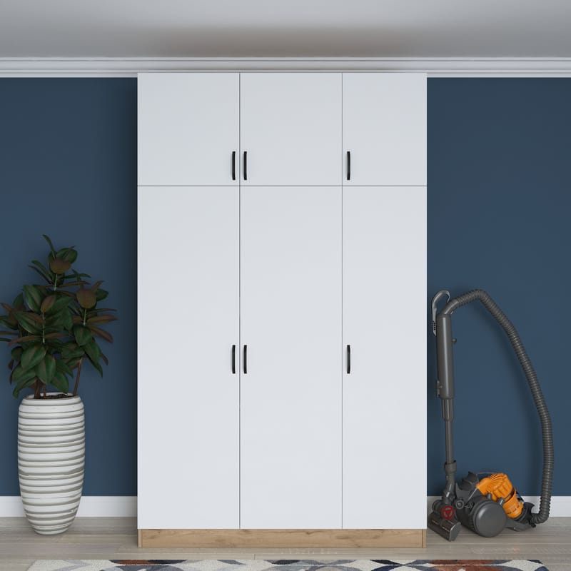 Kaolins Garderob 145x239x55 cm - Valnöt och vit - Förvaring - Klädförvaring - Garderob & garderobssystem - Klädskåp & fristående garderob