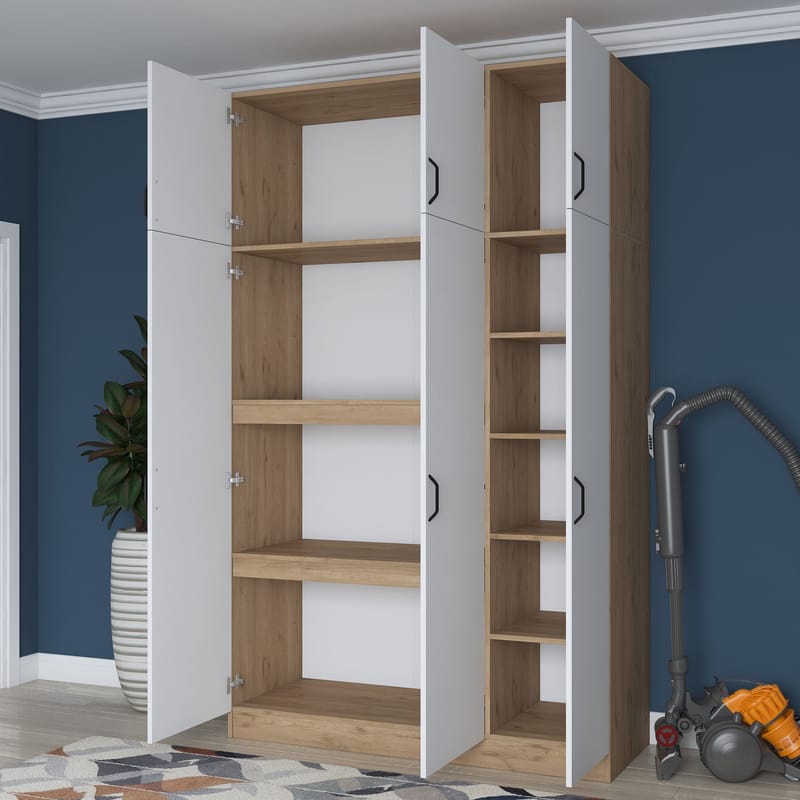 Kaolins Garderob 145x239x55 cm - Valnöt och vit - Förvaring - Klädförvaring - Garderob & garderobssystem - Klädskåp & fristående garderob