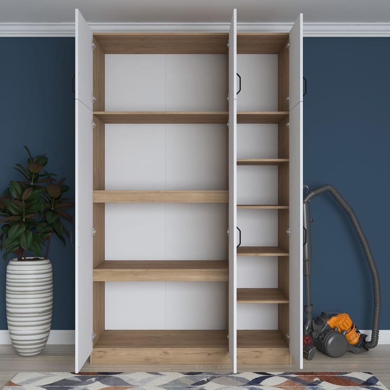 Kaolins Garderob 145x239x55 cm - Valnöt och vit - Förvaring - Klädförvaring - Garderob & garderobssystem - Klädskåp & fristående garderob