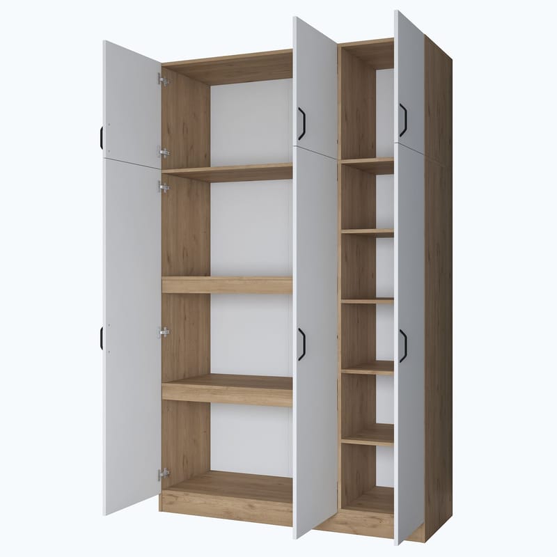 Kaolins Garderob 145x239x55 cm - Valnöt och vit - Förvaring - Klädförvaring - Garderob & garderobssystem - Klädskåp & fristående garderob