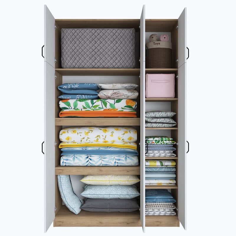 Kaolins Garderob 145x239x55 cm - Valnöt och vit - Förvaring - Klädförvaring - Garderob & garderobssystem - Klädskåp & fristående garderob