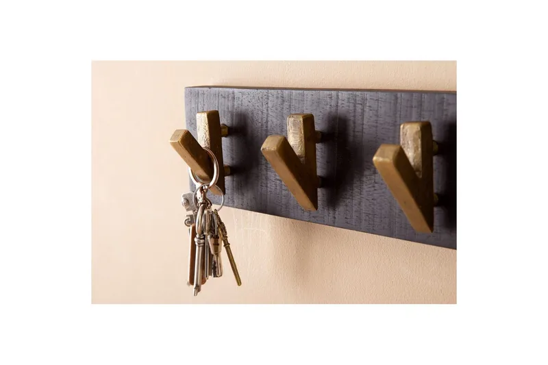 Kapprum Wohnling Väggmonterad klädhängare med 6 gyllene metallkrokar, elegant i svart och guld - Förvaring - Klädförvaring - Klädhängare