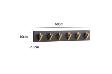 Kapprum Wohnling Väggmonterad klädhängare med 6 gyllene metallkrokar, elegant i svart och guld - Förvaring - Klädförvaring - Klädhängare