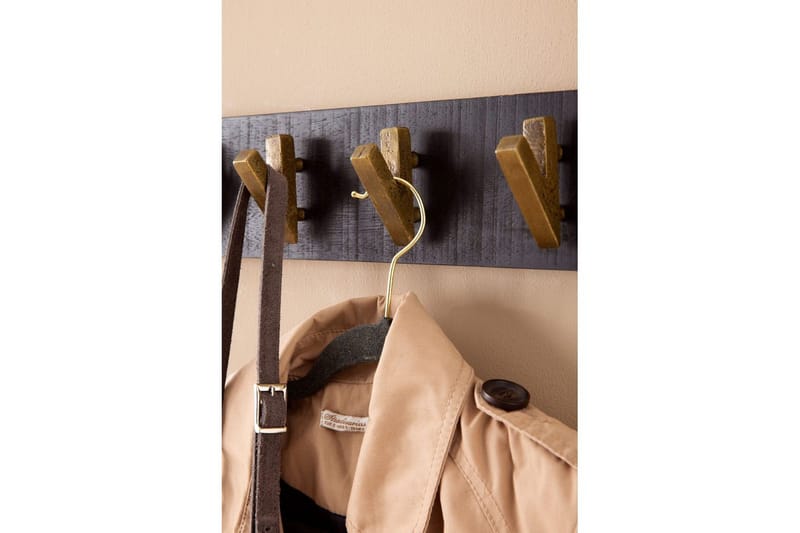 Kapprum Wohnling Väggmonterad klädhängare med 6 gyllene metallkrokar, elegant i svart och guld - Förvaring - Klädförvaring - Klädhängare