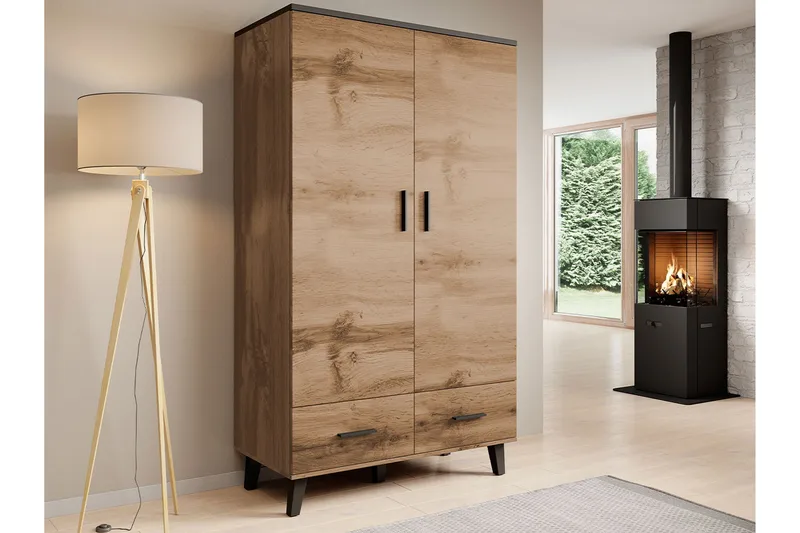 Kardos Garderob 110 cm - Natur/Svart - Förvaring - Klädförvaring - Garderob & garderobssystem