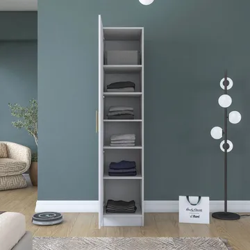 Keldan Garderob 45x210x45 cm - Vit - Förvaring - Klädförvaring - Garderob & garderobssystem - Klädskåp & fristående garderob